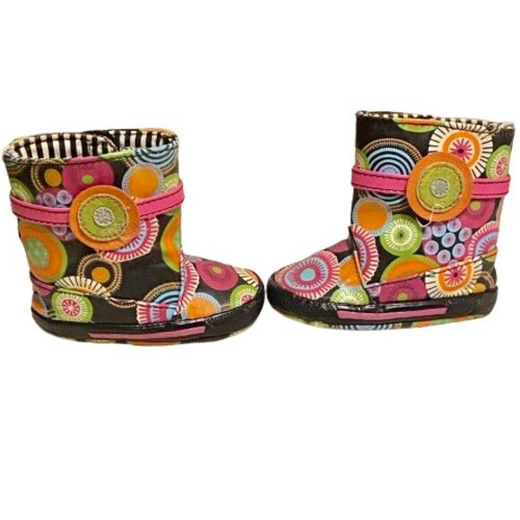 Baby Girl Infant Size 3 Colorful Bohemian Boho Trending Cushioned Hippie Boots - Picture 3 of 7